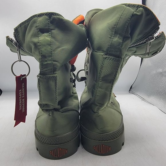Palladium X Alpha Industries Baggy Zip Ma-1 Mens 13 Sage Green Orange Boots - Picture 6 of 13